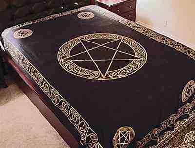 Pentacle Tapestry Gold