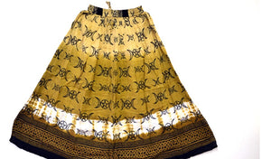 Triple Moon Pentacle Cotton Skirt Yellow & Golden Brown