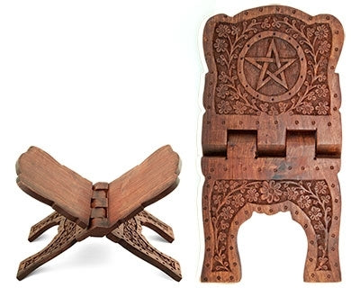 Pentacle Carved Wooden Book Holder