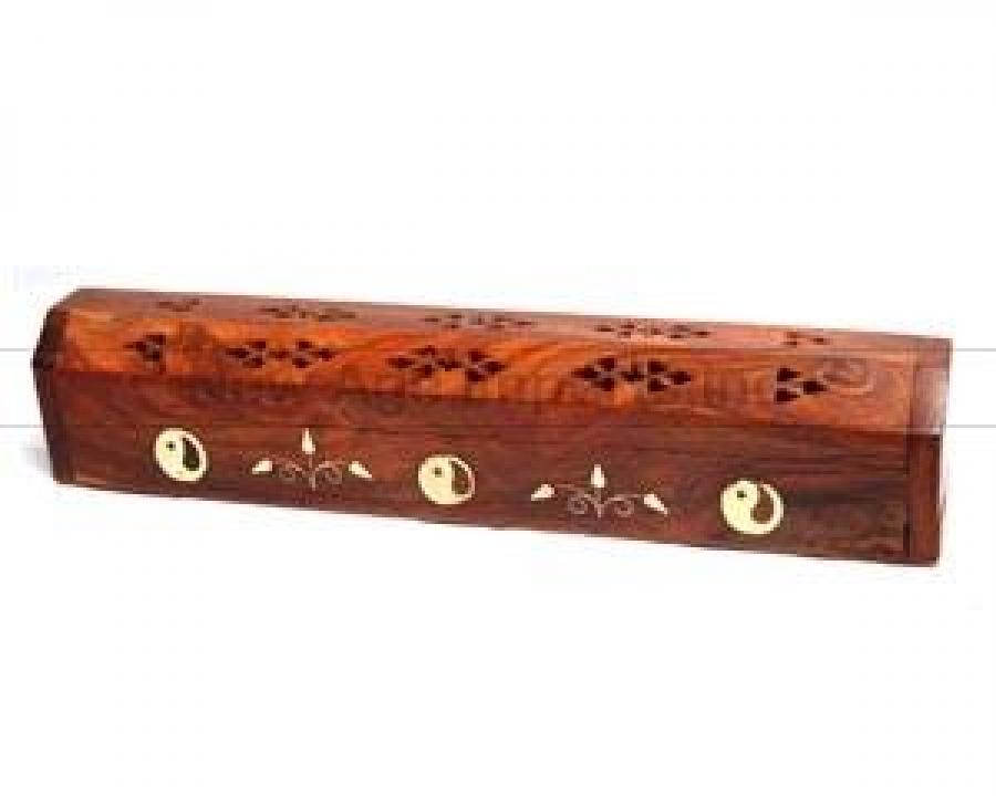Ying Yang Wood Incense Box Burner
