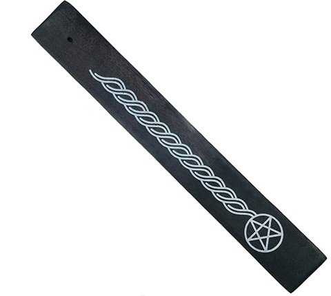 Wood Incense Holder Black Pentagram