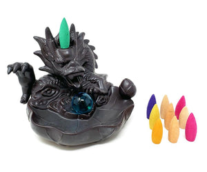 Dragon with Glass Ball Ceramic Backflow Incense Burner