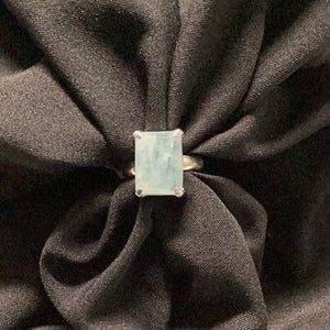 Aquamarine Faceted Rectangle Ring