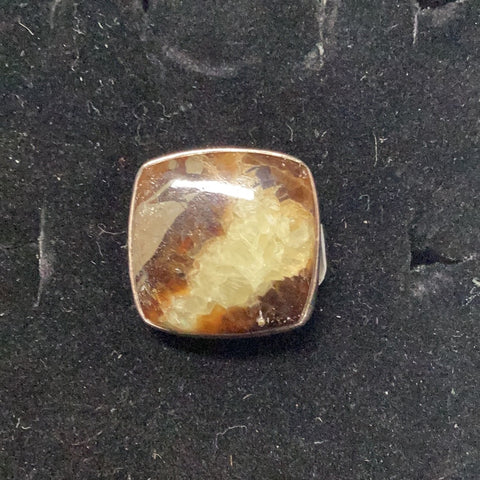 Yellow Septarian Sterling Silver Ring