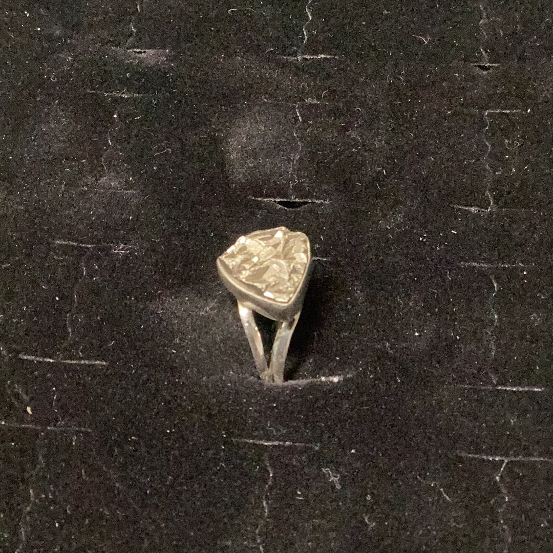 Pyrite Druzy Triangle Ring