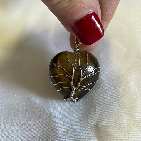Tigers Eye Heart Wire Wrapped Tree