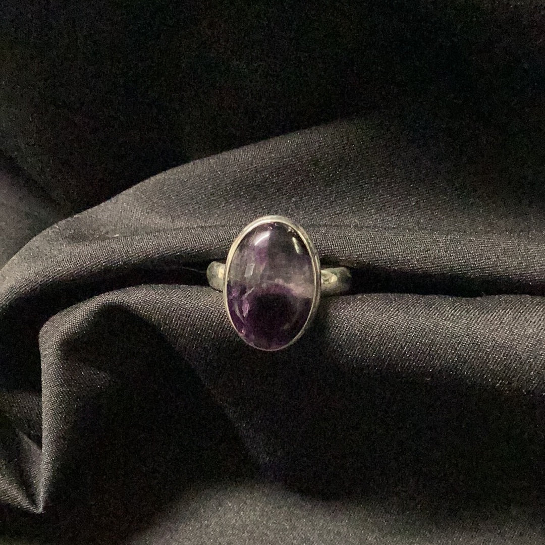 Fluorite Multi Color  Oval Ring