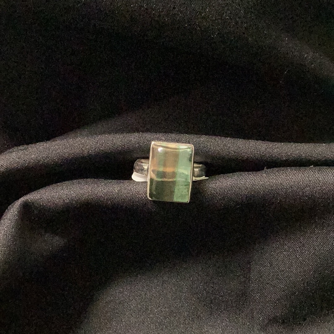 Multi Color Fluorite Rectangular Ring