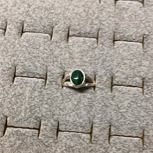 Emerald Small Oval Silver Ring