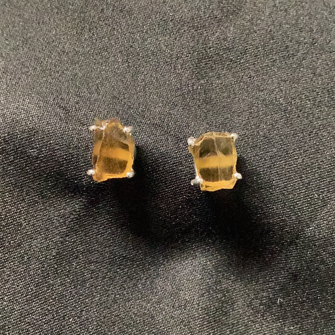 Cognac Quartz Earring Sterling Silver