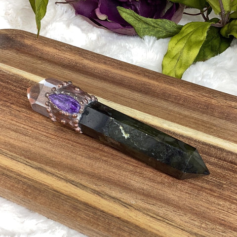 Labradorite & Clear Quartz  With Inset Charite Wand