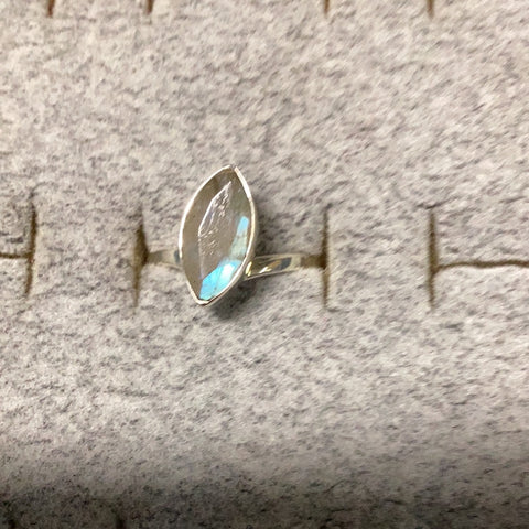 Labradorite Faceted Ellipses Ring Sterling Silver Band