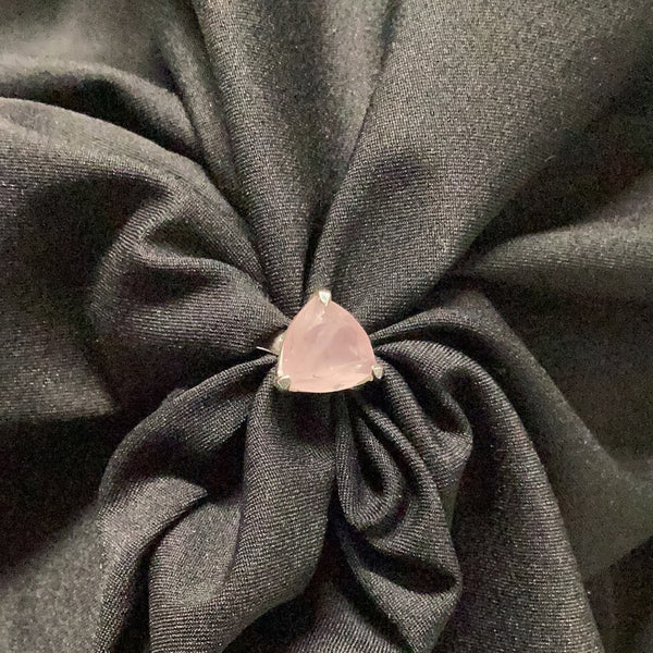 Rose Quartz Triangle Ring