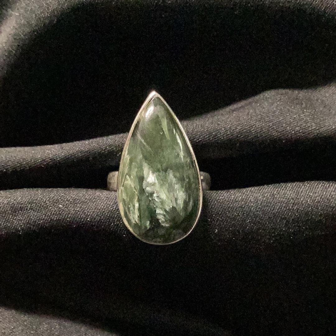 Seraphinite Teardrop Ring