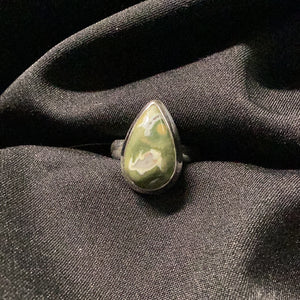 Rainforest Jasper Teardrop Ring