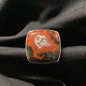 Seam Agate Square Ring