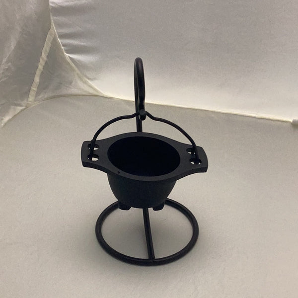 Cauldron Incense Holder Black Metal Hanging Bowl With Stand