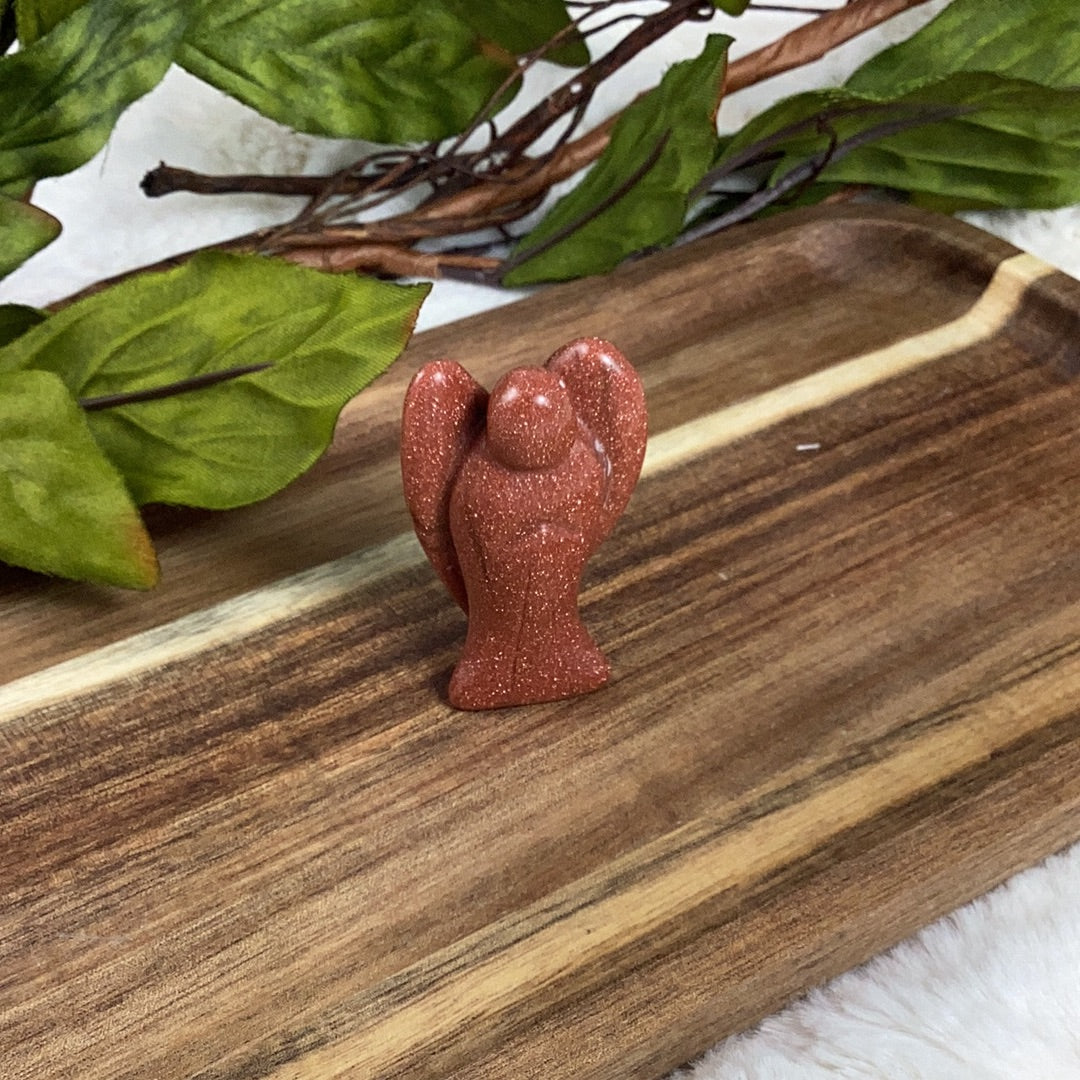 Angel Stone Figure Copper Goldstone