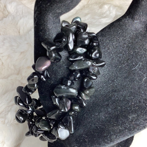 Black Obsidian Chip Bracelets
