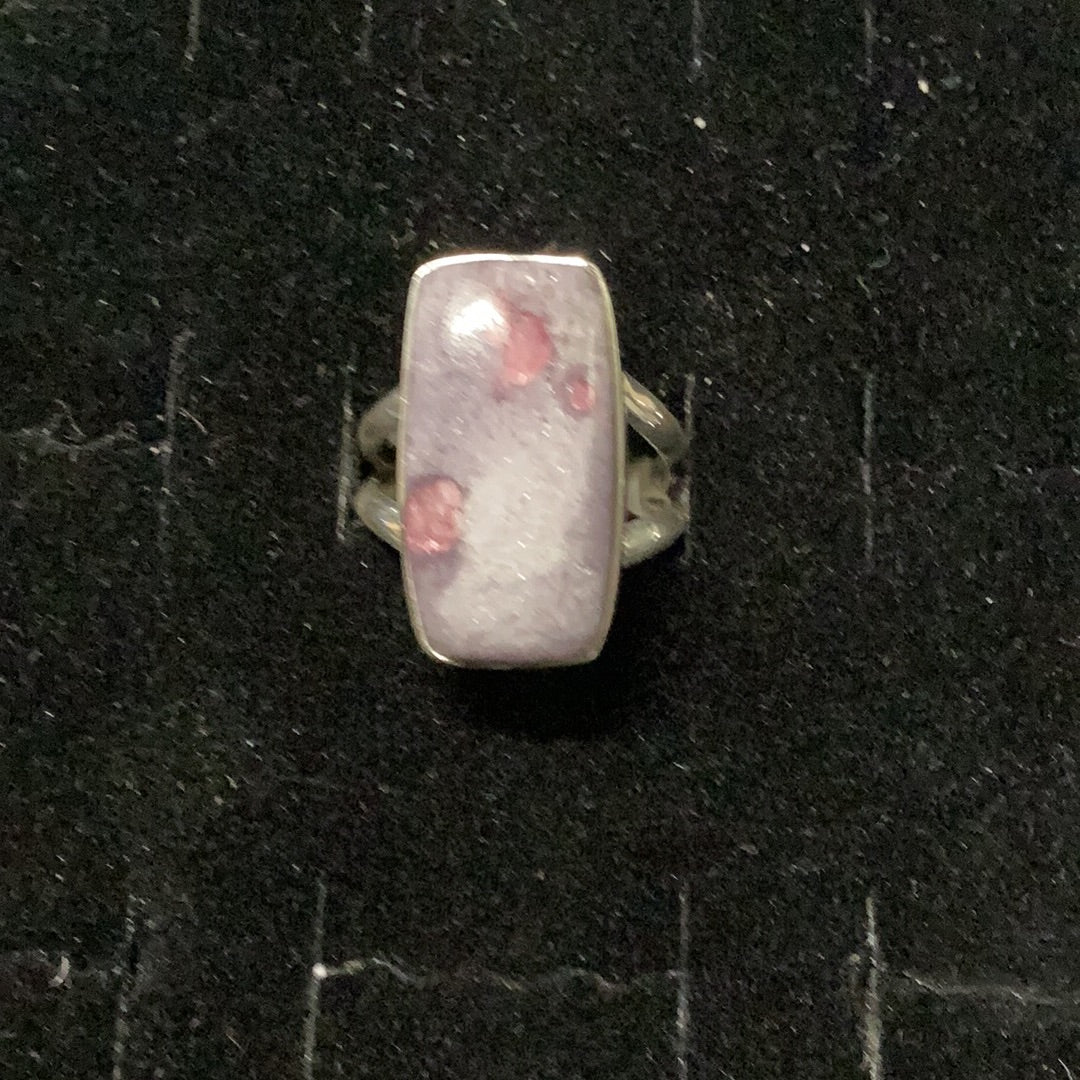 Pink Tourmaline in Lepidolite Rectangle Ring