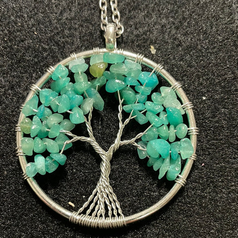 Amazonite Chip Wire Wrapped Tree Pendant