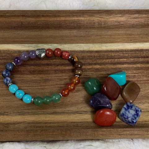 Love Heart Chakra Bracelet with Stones