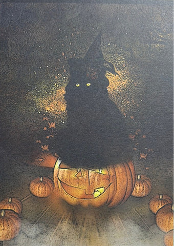 Black Cat Pumpkin Greeting Card