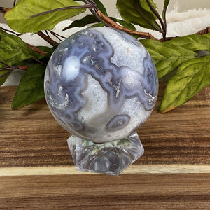 Blue lace Agate Druzy Sphere