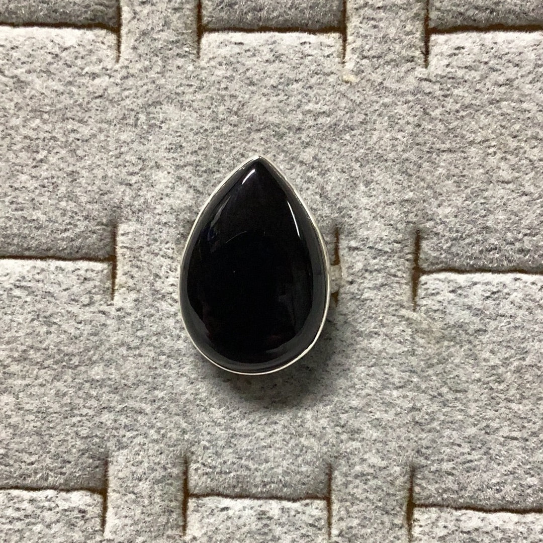 Black Onyx Teardrop Ring