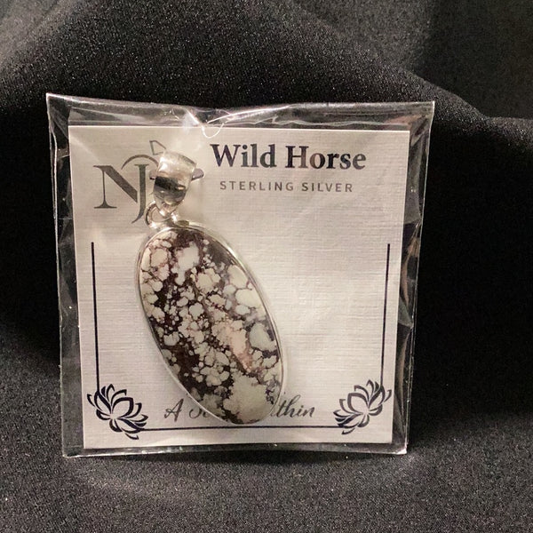 Sterling Silver Pendant Wild Horse Oval
