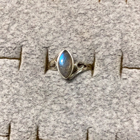 Labradorite Ellipses Ring Double Sided Swirl Sterling Silver Band