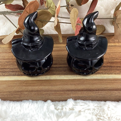 Pumpkin in Witch Hat Black Obsidian