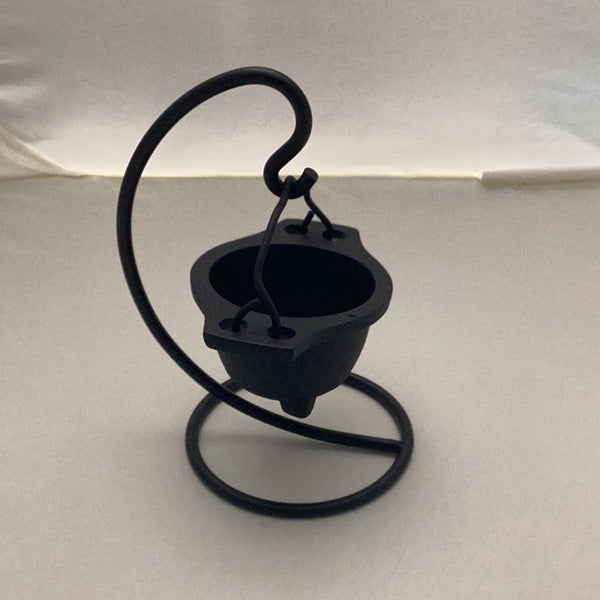 Cauldron Incense Holder Black Metal Hanging Bowl With Stand