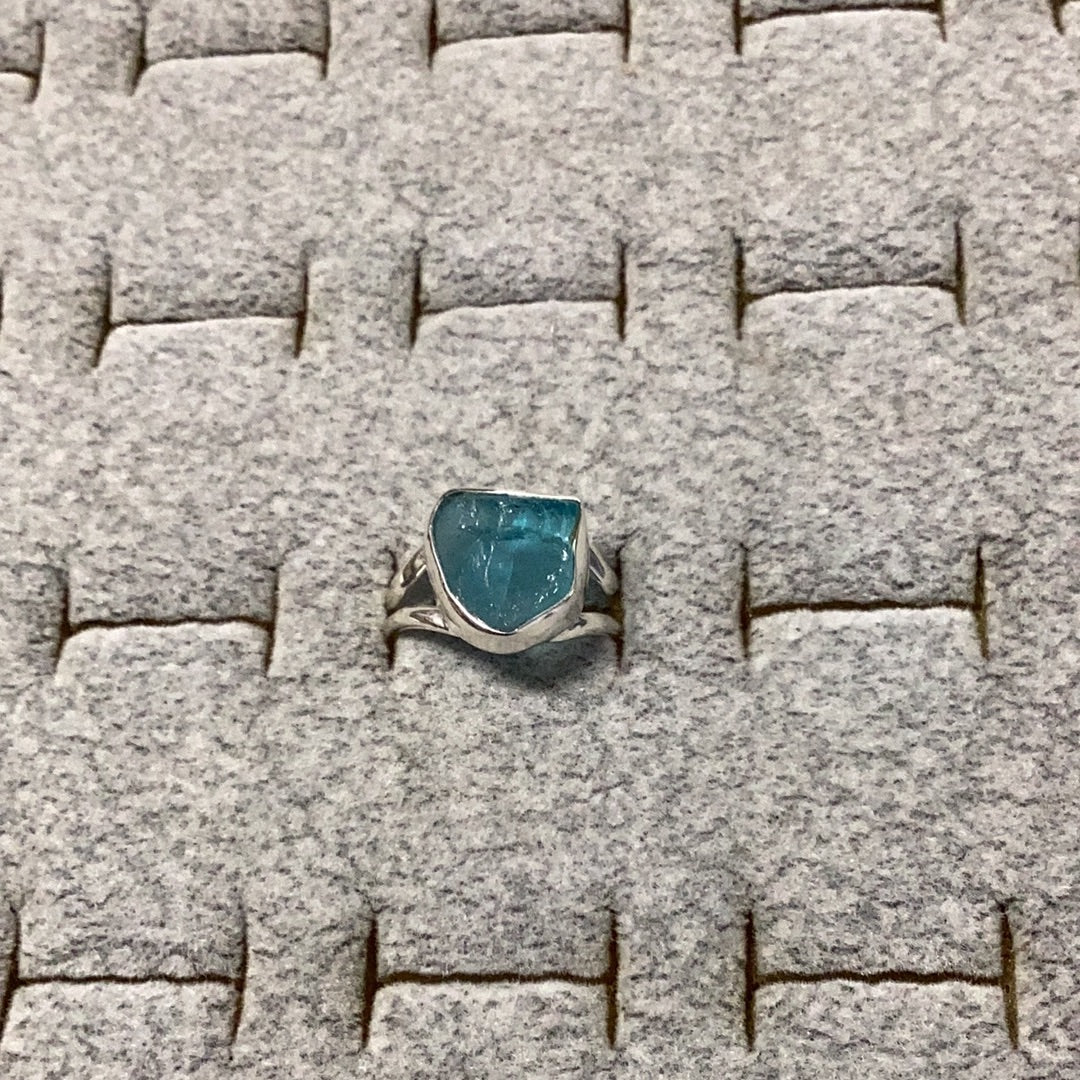 Blue Apatite Ring Free Form Large