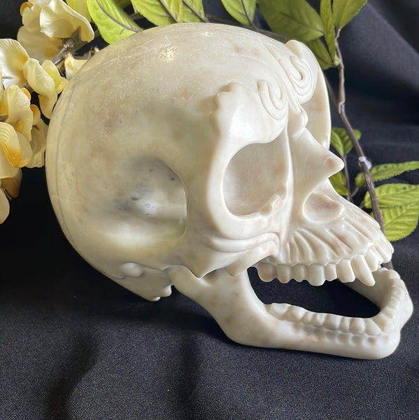 White Jade Skull with Fangs
