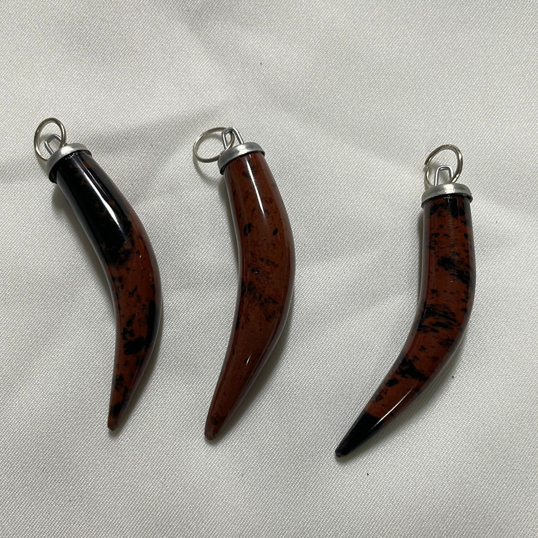 Mahogany Obsidian Tooth Pendant