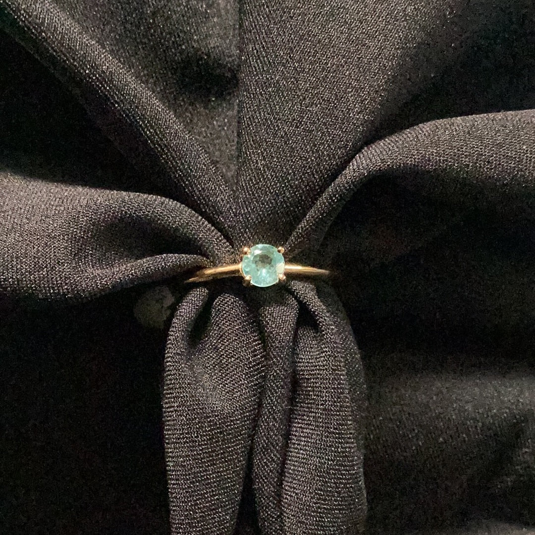 Blue Apatite Ring with Vermeil Gold Band