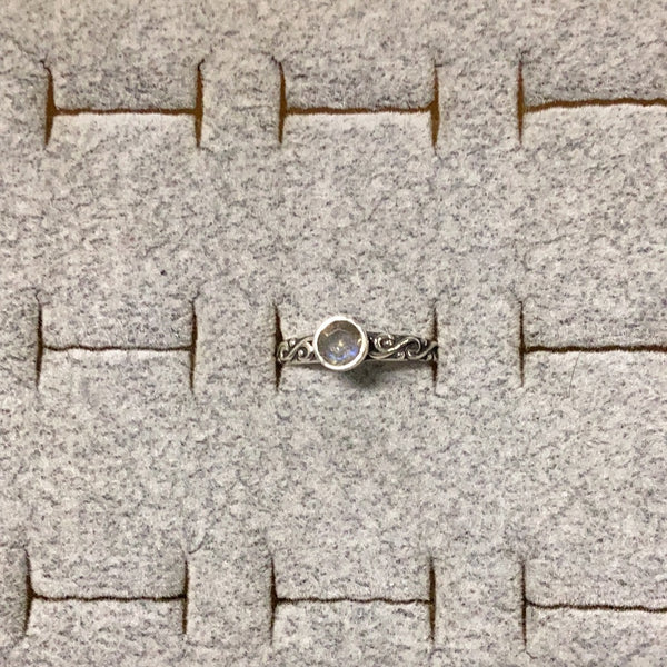 Labradorite Circle Ring Wave Band Sterling Silver
