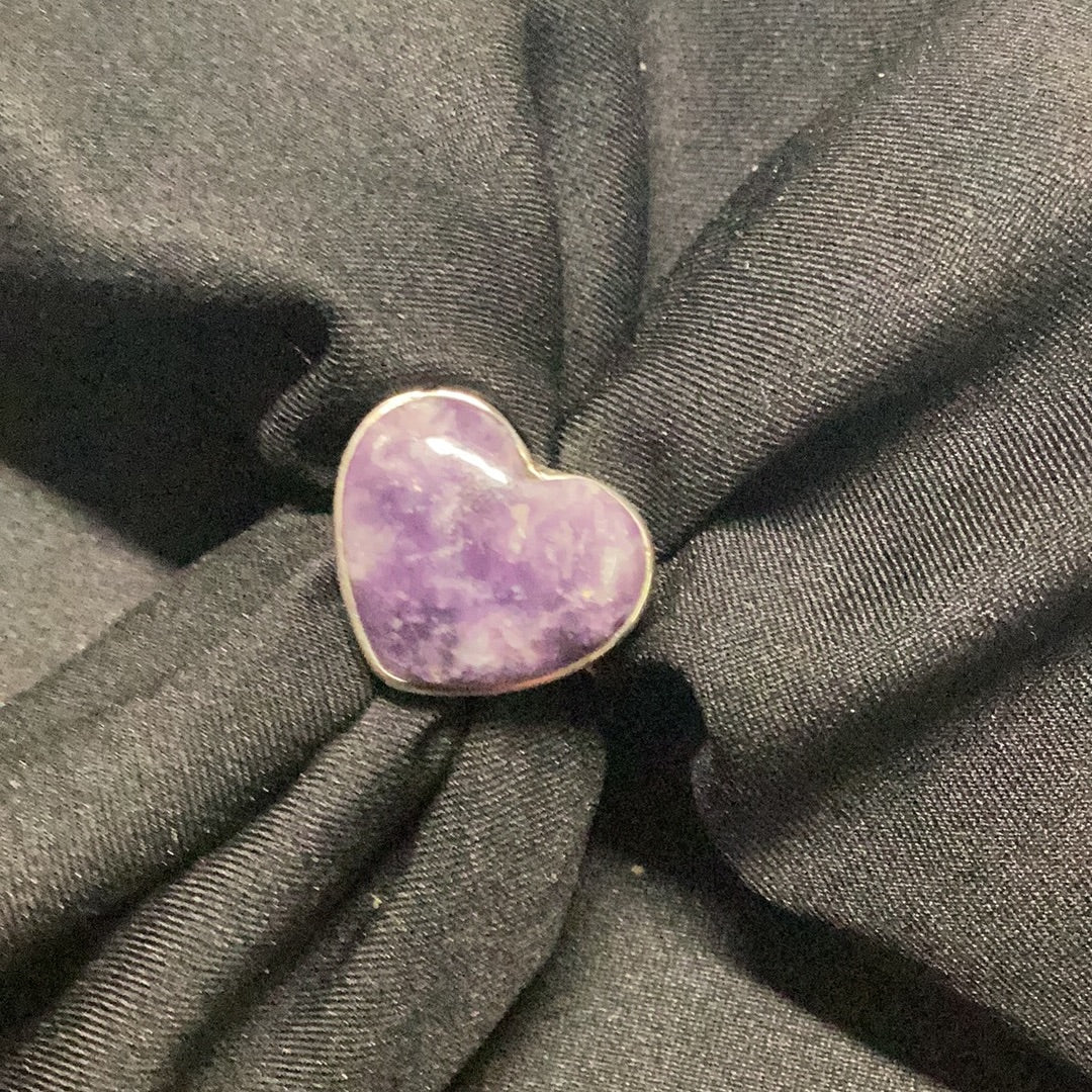 Lepidolite Heart Ring