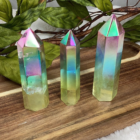 Rainbow Aura Quartz Obelisk Tower