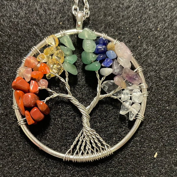 Tree of Life Pendant with Chakras Stones