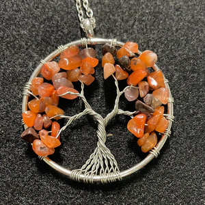 Carnelian Chip Wire Wrapped Tree Pendant