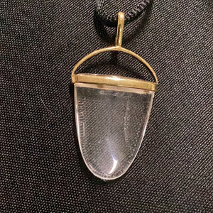 Clear Quartz Tongue Pendant Gold