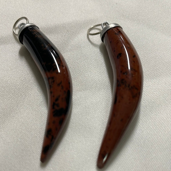 Mahogany Obsidian Tooth Pendant