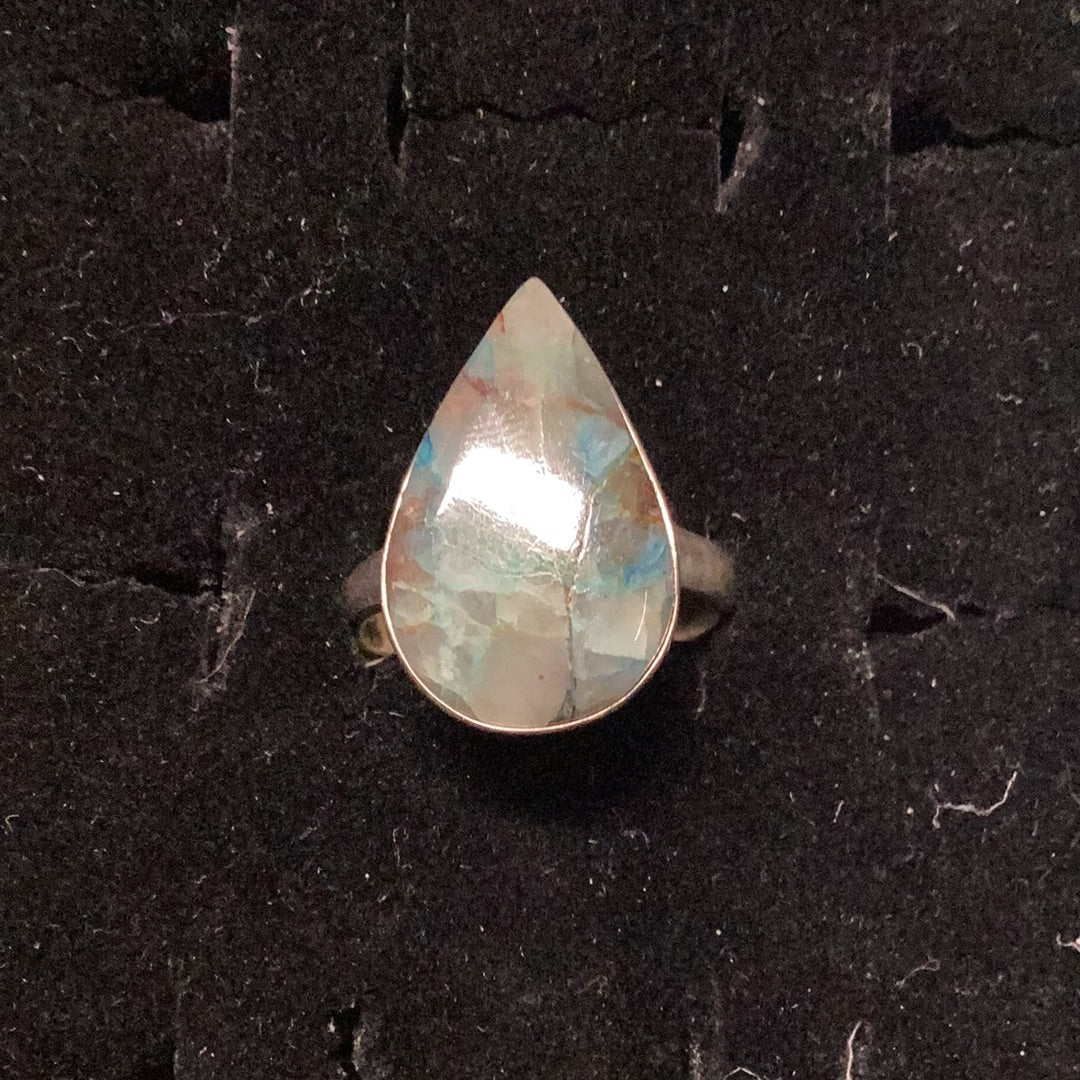 Lightning Azurite Teardrop Ring