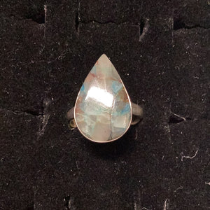 Lightning Azurite Teardrop Ring