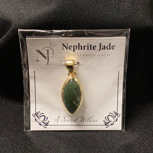 14K Vermeil Gold Pendant Nephrite Jade