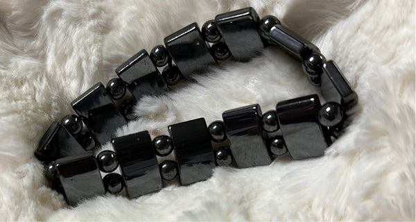 Hematite Bracelet Half round Large and 6mm bead