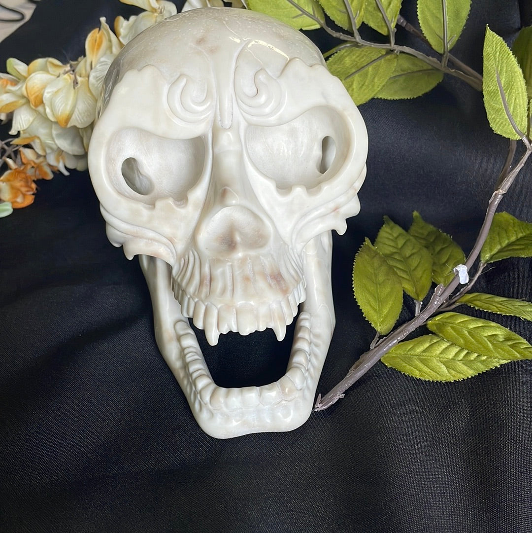 White Jade Skull with Fangs