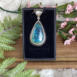 Malachite Azurite with Herkimer Diamond Pendant